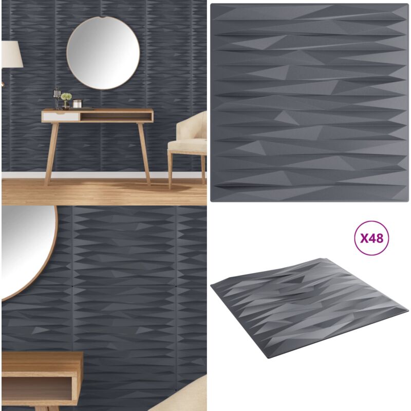 Wandpaneele 48 Stk. Grau 50x50 cm xps 12 m² Stein - Vidaxl