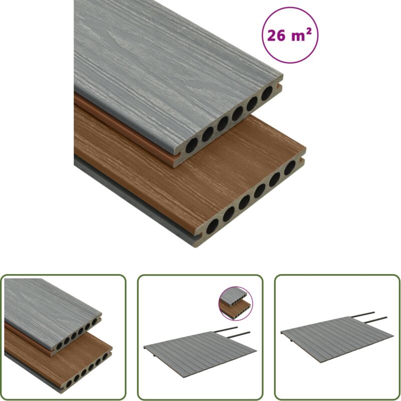 vidaXL Holz-Kunststoff - WPC Terrassendielen mit Zubehör Braun und Grau 26 m² 2,2 m