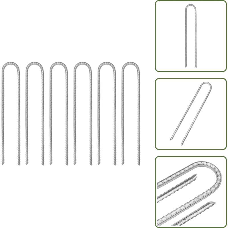 The Living Store Zeltheringe 6 Stk. U-Form 30 cm Ø7 mm Verzinkter Stahl - Camping