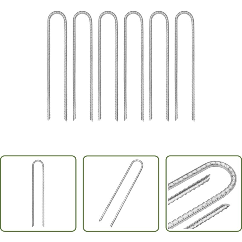 Camping - Zeltheringe 6 Stk. U-Form 30 cm Ø7 mm Verzinkter Stahl