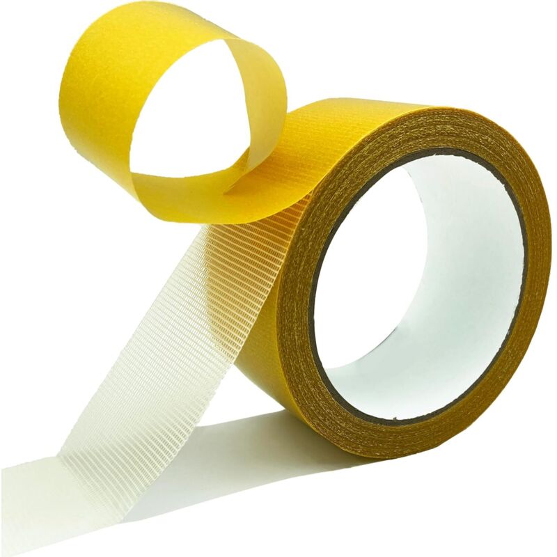 Vielseitiges, doppelseitiges Textilklebeband mit starker Kleberückseite, geeignet für Teppiche, Vorhänge sowie Kunst- und Bastelarbeiten (5 cm x 5 m)