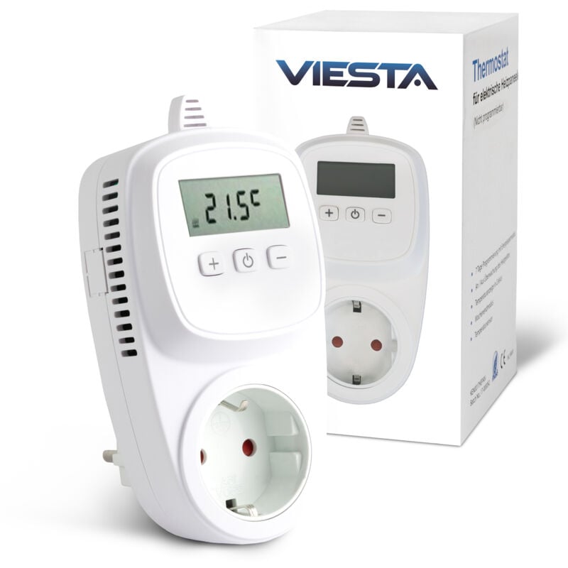 Viesta - TH10 Thermostatstecker 230 v – digitaler Temperaturregler für Steckdose mit Display – geeignet für Infrarotheizung, Heizpaneele,