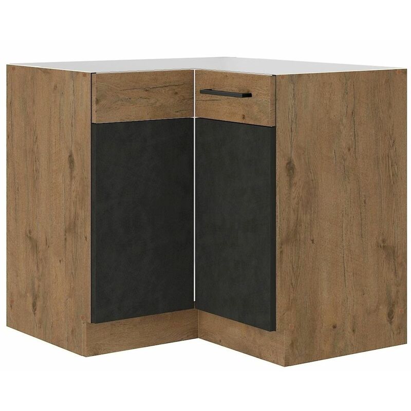 Küchen Preisbombe - Vigo Eckunterschrank 90x90 cm Eiche Lancelot Matera Grau Küchenzeile Einbauküche