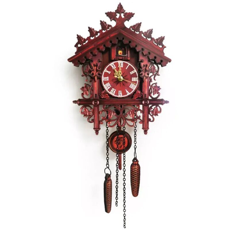 Vintage Antik Wanduhr Kuckucksuhr Hand geschnitzt Und Bemalt Kuckucks Uhr Wanduhr mit Holzpendel Dekor