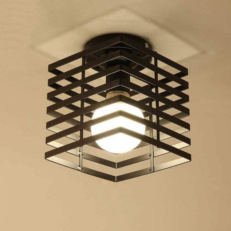 Vintage Antike Deckenleuchte Schwarz Metall Käfig Kronleuchter E27 Eisen Deckenleuchte Industrie Retro Deckenleuchte für Schlafzimmer Wohnzimmer