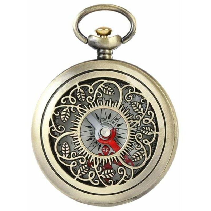 Shining House - Vintage Bronze Kompass Taschenuhr Design Outdoor Wandern Navigation Kind Geschenk Retro Metall Tragbarer Kompass, 1 Stück