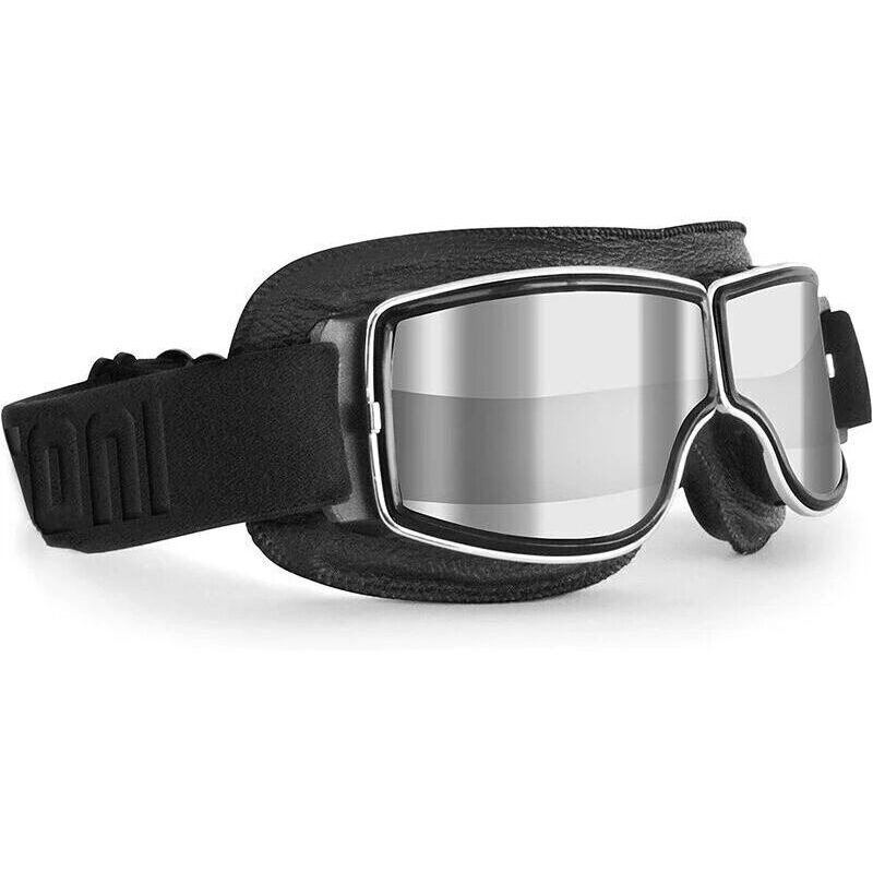 Odipie - Vintage Motorradbrille Fliegerbrille aus schwarzem Leder für Helme