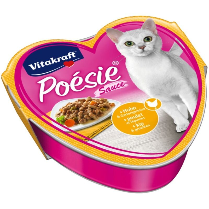 Vitakraft - Katzenfutter Poesie - 15x Huhn und Gartengemüse + 15x Seelaachs mit Pasta und Tomate