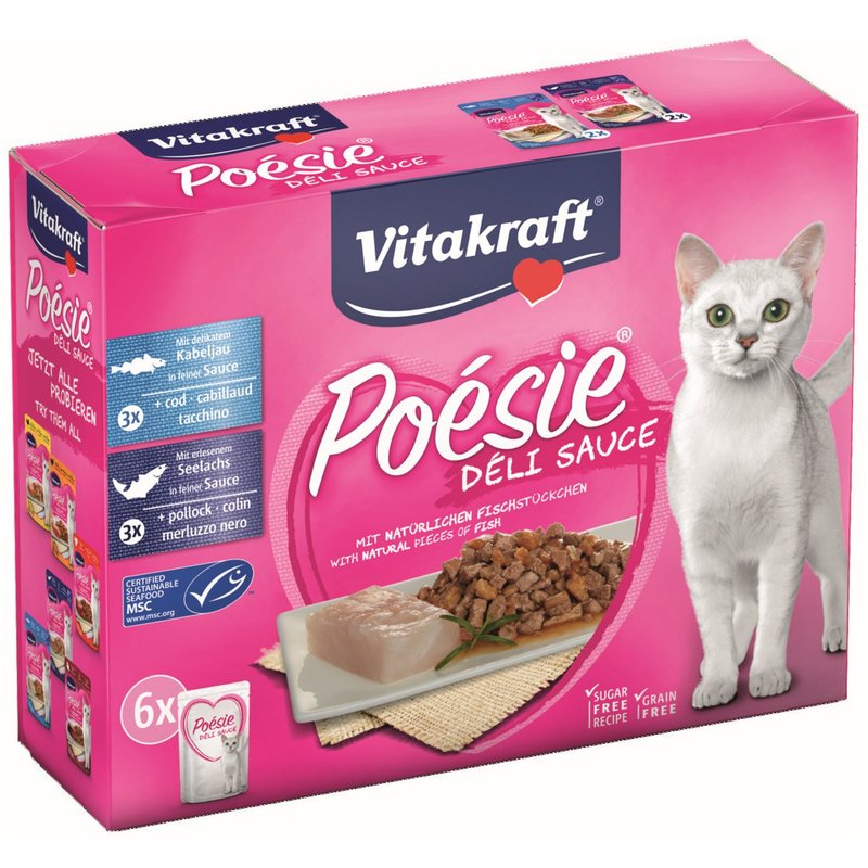 Vitakraft - Katzenfutter Poesie DeliSauce, Multipack Fisch - 6 Beutel