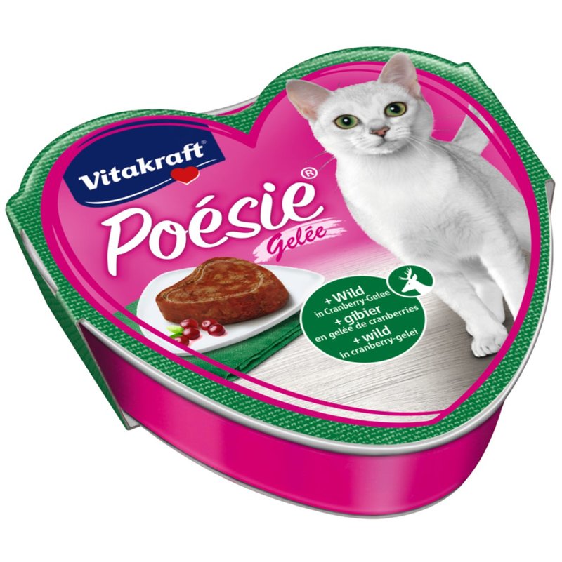 Vitakraft - Katzenfutter Poesie Gelee, Wild mit Cranberries - 15 Schalen