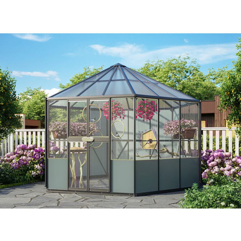 Vitavia - Gewächshaus-Pavillon/ Vogelvoliere 'Circus 9000', schwarz, 9,0 m²