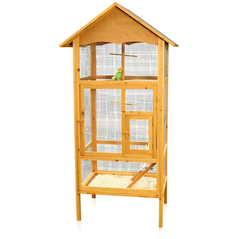 Mucola - Vogelkäfig Vogelvoliere Voliere Vogelhaus Holz Vogel Zimmer Käfig Papageienkäfig