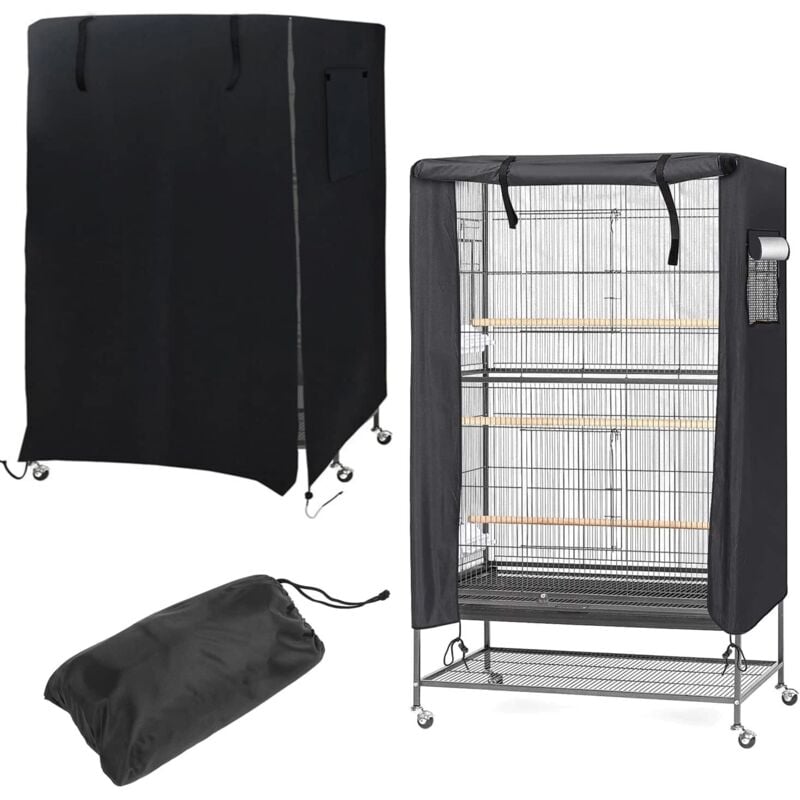 Vogelkäfig-Abdeckung, wasserdicht, waschbar, mit Netzfenster und leichter Aufbewahrungstasche, universelle Vogelkäfig-Abdeckung, Schutzhülle, 97 x 60