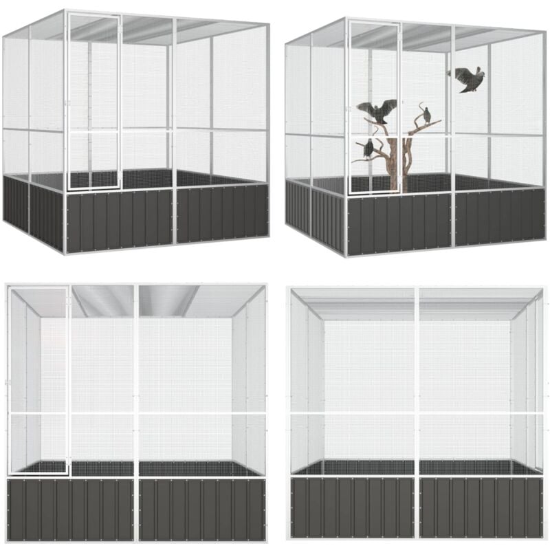 Vidaxl - Vogelkäfig Anthrazit 213,5x217,5x211,5 cm Verzinkter Stahl - Vogelkäfig - Vogelkäfige - Home & Living - Anthrazit
