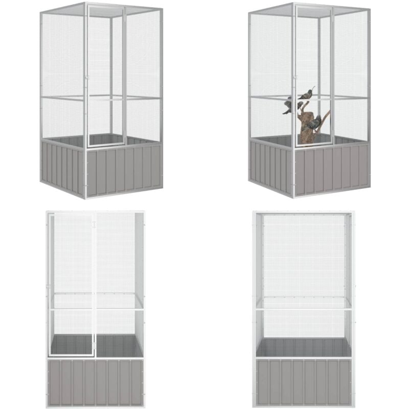 Vogelkäfig Grau 111x107x211,5 cm Verzinkter Stahl - Vogelkäfig - Vogelkäfige - Home & Living - Grau