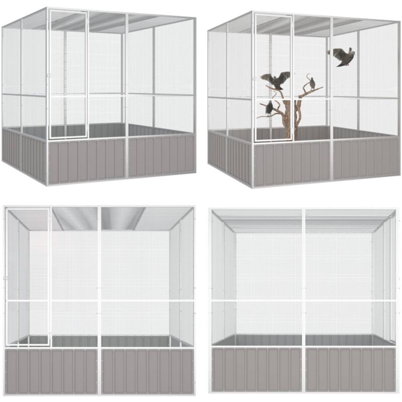 Vidaxl - Vogelkäfig Grau 213,5x217,5x211,5 cm Verzinkter Stahl - Vogelkäfig - Vogelkäfige - Home & Living - Grau