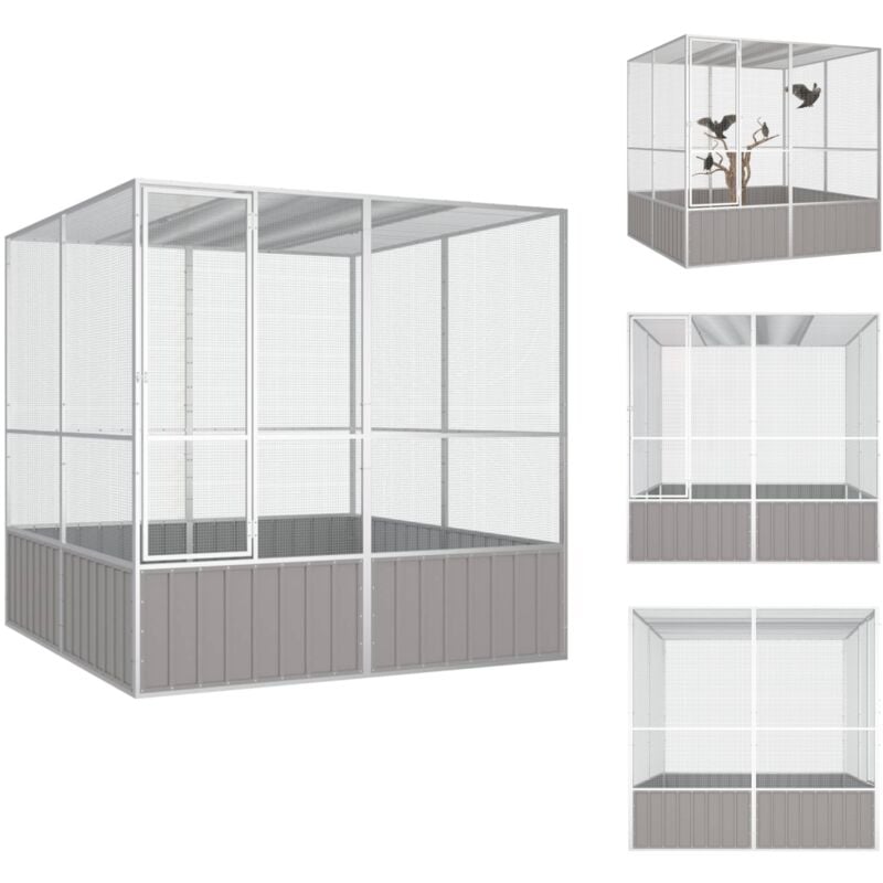 Vidaxl - Vogelkäfige & -ständer - Living Vogelkäfig Grau 213,5x217,5x211,5 cm Verzinkter Stahl - Grau