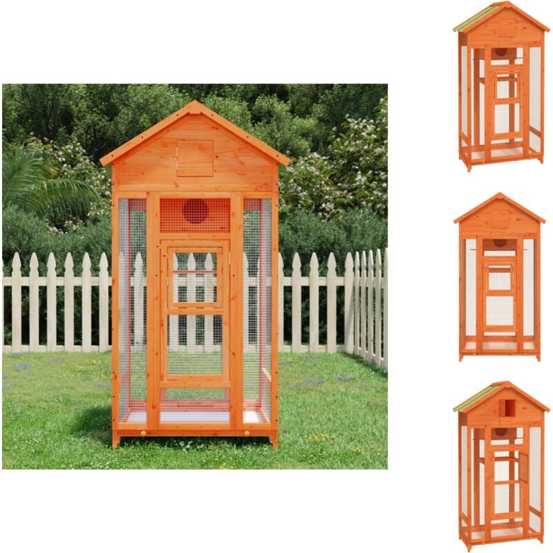 Vogelkäfige & -ständer - Living Voliere Braun 91,5x53x170 cm Massivholz Kiefer - Braun