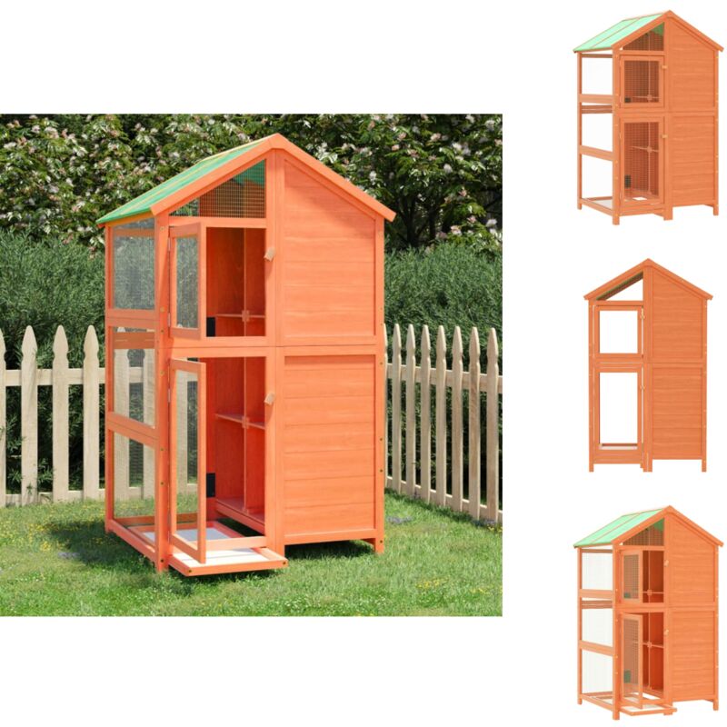 Vidaxl - Vogelkäfige & -ständer - Living Voliere Braun 97x81x152 cm Massivholz Kiefer - Braun