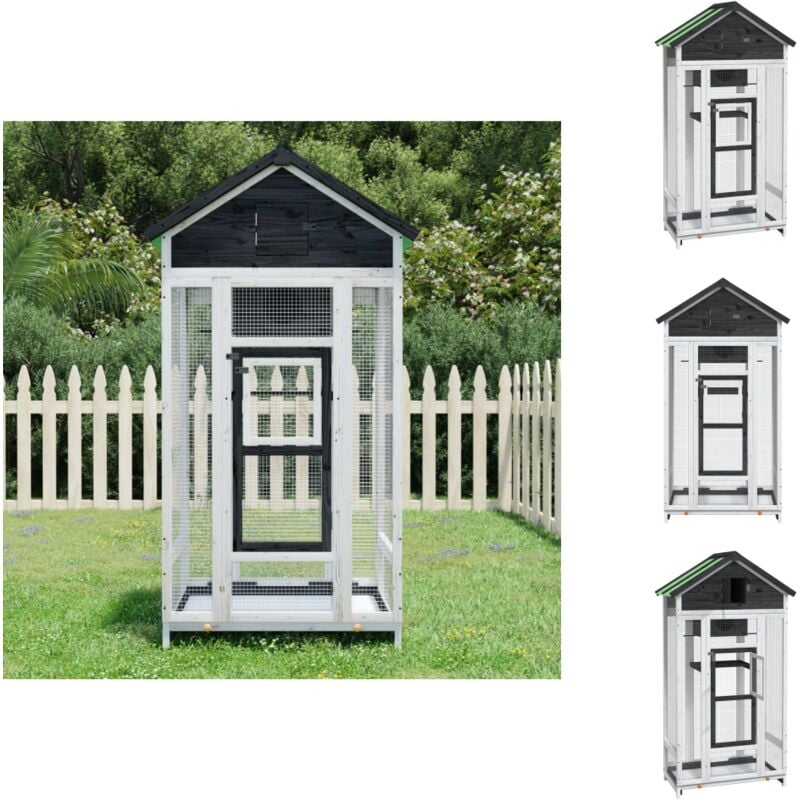 Vogelkäfige & -ständer - Living Voliere Grau 91,5x53x170 cm Massivholz Kiefer - Grau