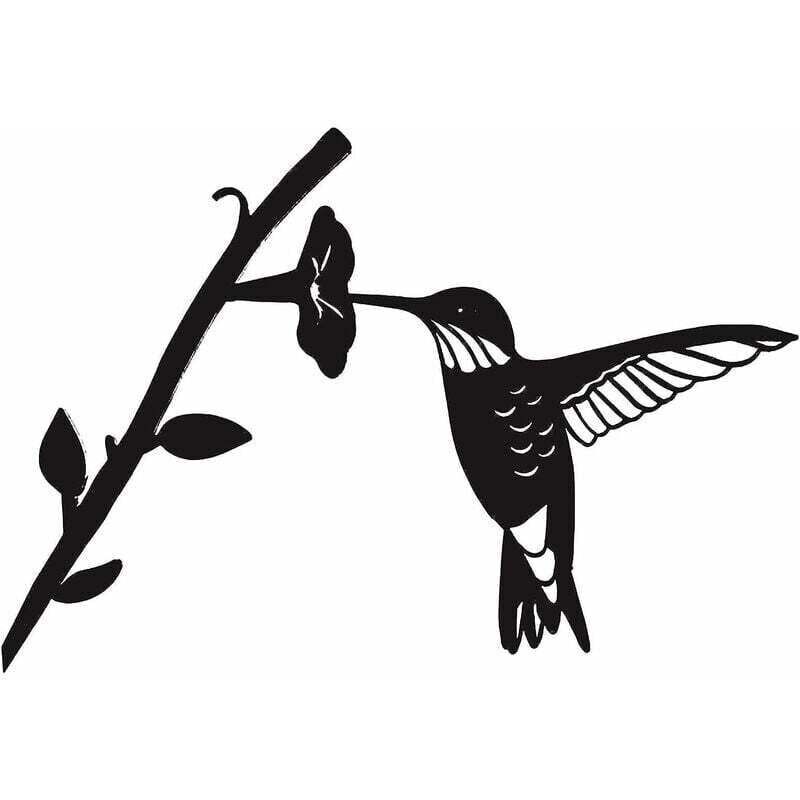 Vogelsilhouette aus Metall – Schwarze Vogelsilhouette aus Schmiedeeisen, Vögel auf einem Ast, Kolibri-Wanddeko für Haus, Garten, Hof, Terrasse und