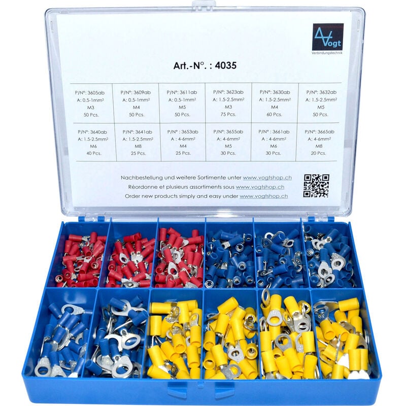 Vogt Verbindungstechnik - 4035 Ringkabelschuh-Sortiment 0.50 mm² 6 mm² Rot, Blau, Gelb 505 St.
