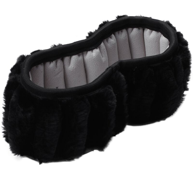 Tlily - Lenkrad Plüsch-Lenkradbezüge fürs Auto, Winter, Kunstpelz, Handbremse und Schalthebelbezug-Set, Auto-Innenausstattung, universell (schwarz)