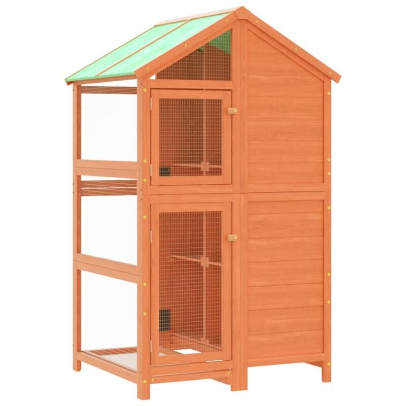Voliere Braun 97x81x152 cm Massivholz Kiefer - Vidaxl