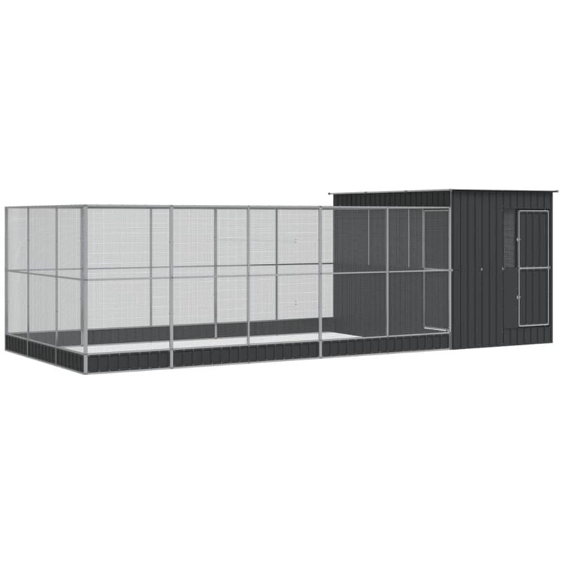 Vidaxl - Voliere mit Erweiterung Silbern 704x303x216 cm Stahl