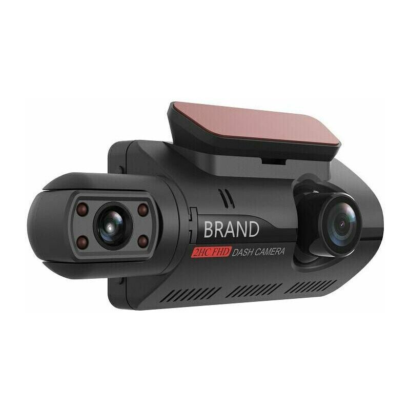 Mumu - Vordere und hintere Dashcam-Autokamera, Full hd, 140° Weitwinkel, vorne + innen, 1 Stück. HD-Nachtsicht-Fahrrekorder mit zwei Objektiven