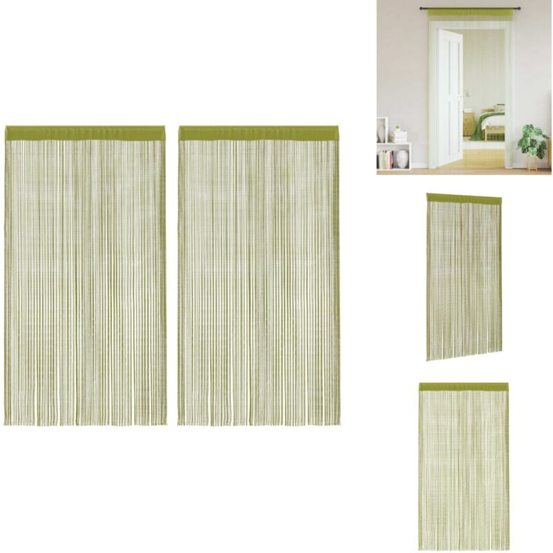 Fadenvorhänge 2 Stk. 100 x 250 cm Grün - Fadenvorhänge - Vorhänge Grün - Gardinen Günstig - Wohnaccessoires - Textilien Für Zuhause