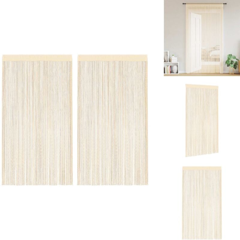 Fadenvorhänge 2 Stk. 140 x 250 cm Cremefarben - Fensterdeko - Vorhänge - Gardinen - Cremefarbene Vorhänge - Wohnaccessoires