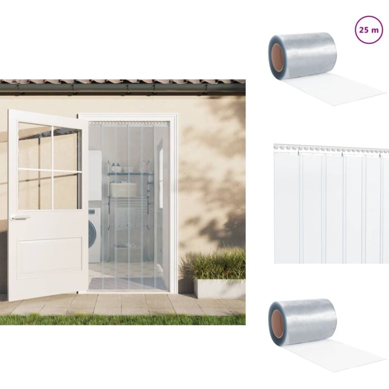 Streifenvorhang Rolle pvc 3 mm x 300 mm 25 m - pvc Streifenvorhang - Raumabgrenzung - Transparenter Vorhang - Türvorhang - Industrievorhang