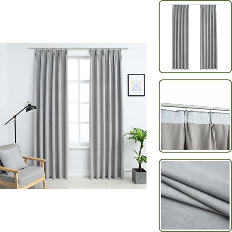 Verdunkelungsvorhänge mit Haken 2 Stk. Grau 140x225 cm - Elegante Vorhänge - Graue Vorhänge - Wohnraumdekoration - Gardinen Für Das Schlafzimmer