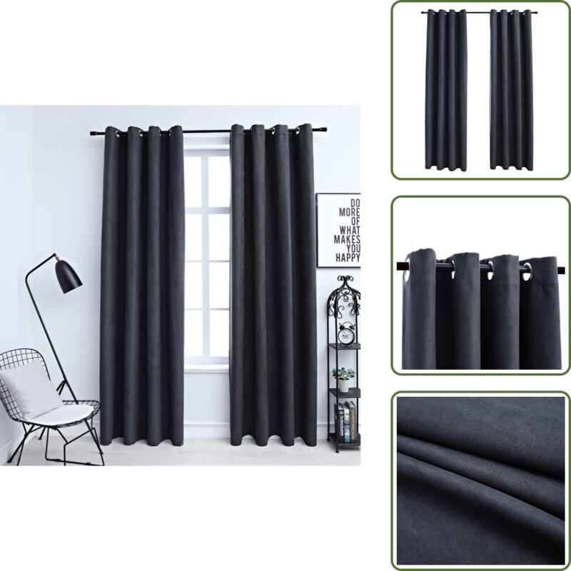 Verdunkelungsvorhänge mit Metallösen 2 Stk. Anthrazit 140x175cm - Elegante Vorhänge - Wohnraumdekoration - Gardinen Anthrazit - Vorhänge Mit Ringösen