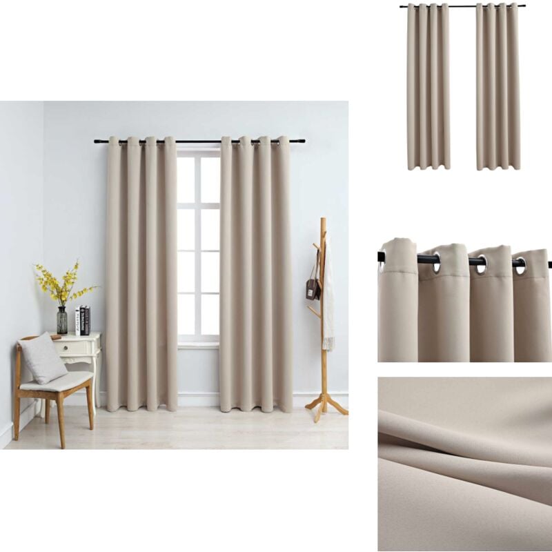 Verdunkelungsvorhänge mit Metallösen 2 Stk. Beige 140x245 cm - Verdunklungsvorhänge - Gardinen - Wohnaccessoires - Vorhänge Beige - Vorhänge 140x245