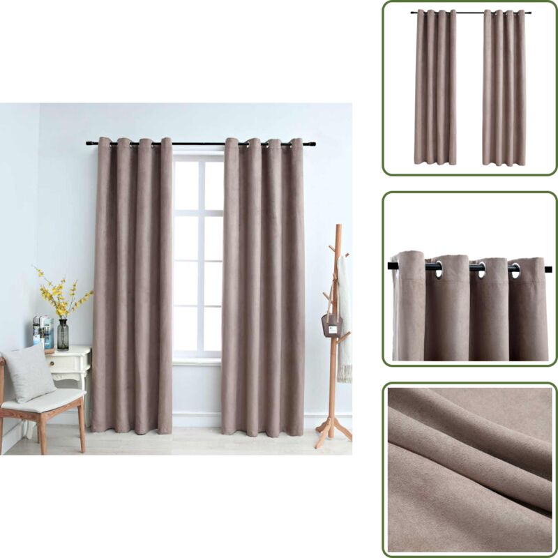Verdunkelungsvorhänge mit Metallösen 2 Stk. Taupe 140x225 cm - Elegante Vorhänge - Wohnraumdekoration - Gardinen Taupe - Vorhänge Mit Wildlederlook