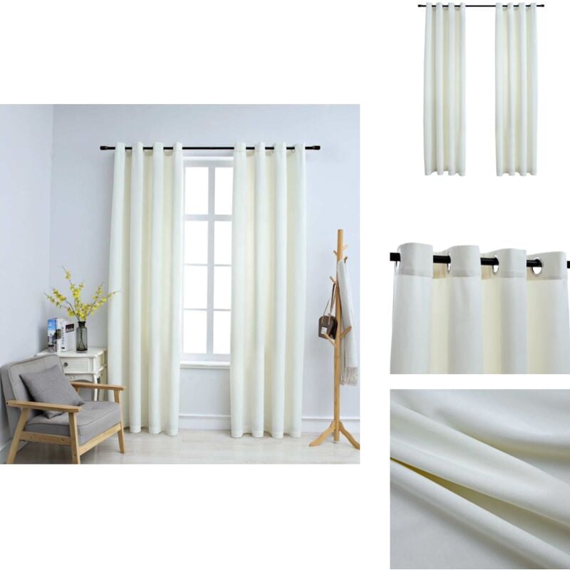 Verdunkelungsvorhänge mit Ösen 2 Stk. Samt Creme 140x175 cm - Elegante Vorhänge - Samtvorhänge - Cremefarbene Vorhänge - Wohnraumdekoration