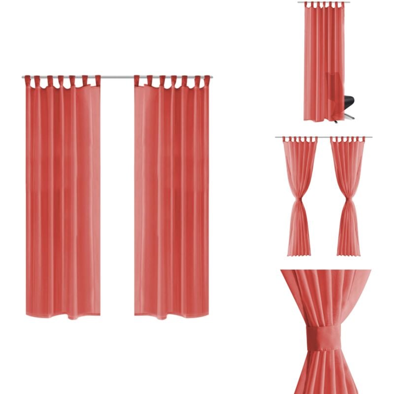 Voile-Gardinen 2 Stk. 140 x 225 cm Rot - Voile Vorhänge - Fensterdekoration - Wohnaccessoires - Gardine Rot - Durchsichtschutz