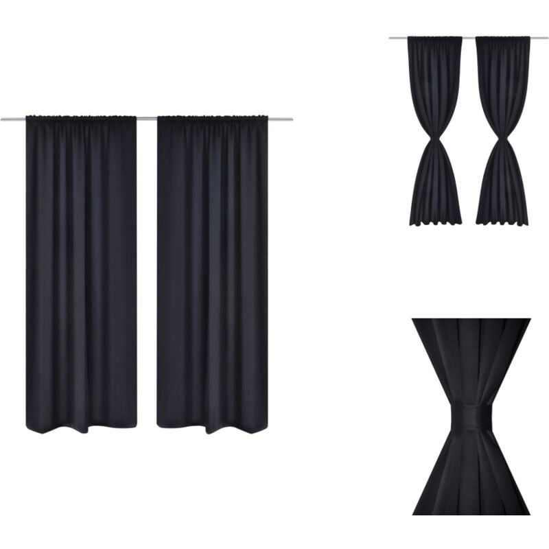 Verdunkelungs-Vorhänge mit Schlaufen 135 x 245 cm Schwarz blackout - Verdunkelungsgardinen - Schwarze Vorhänge - Wohnraumdekoration