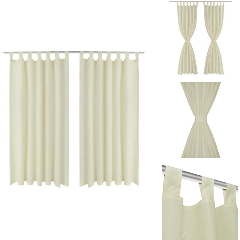 Vorhänge Gardinen aus Satin 2-teilig 140 x 175 cm Creme - Satin Vorhänge - Cremefarbene Vorhänge - Wohnraumdekoration - Fensterdeko - Gardinen