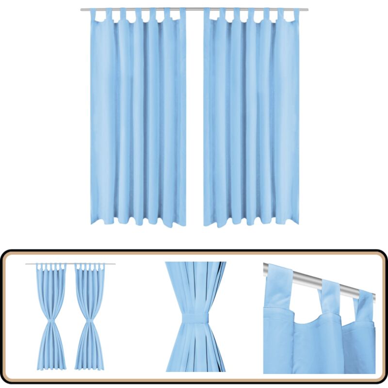 Vorhänge Mikro-Satin 2 Stk. mit Schlaufen 140 x 175 cm Türkis - Türkise Vorhänge - Micro-Satin Vorhänge - Wohnraumdekoration - Schlafzimmerschmuck