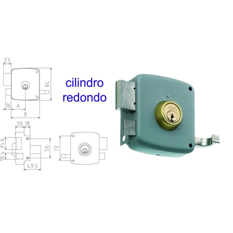 Vorstehendes Schloss MCM 2525PR-80 Rechts lackierter runder Zylinder