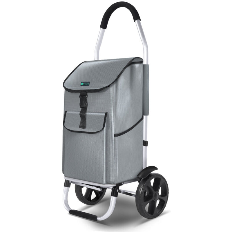 VOUNOT® 2 Räder Einkaufstrolley Klappbar mit 45L Wasserdichter Tasche, Grau