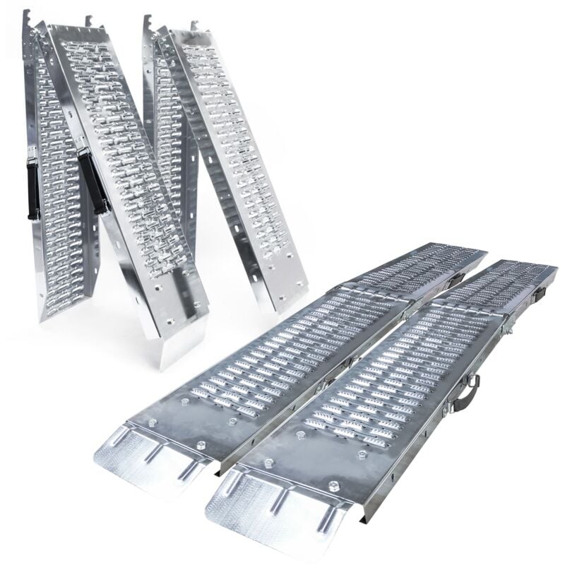 VOUNOT® 2 x Faltbare Auffahrrampe aus Verzinkter Stahl, Rutschfest Laderampen, 180 cm, Maximale Last 400kg