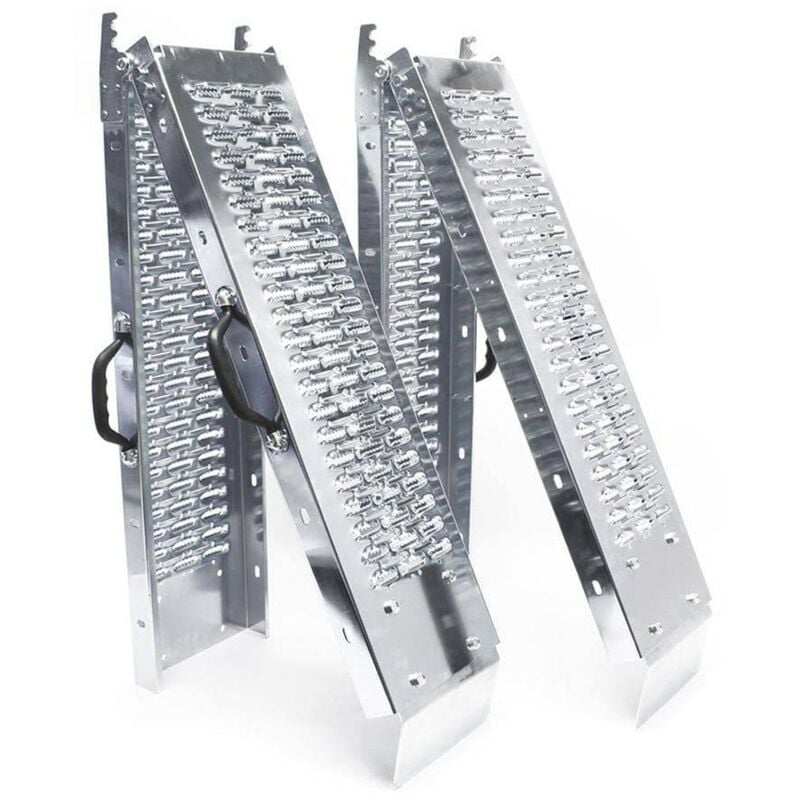 Vounot - 2 x Faltbare Auffahrrampe aus Verzinkter Stahl, Rutschfest Laderampen, 160 cm, Maximale Last 400kg