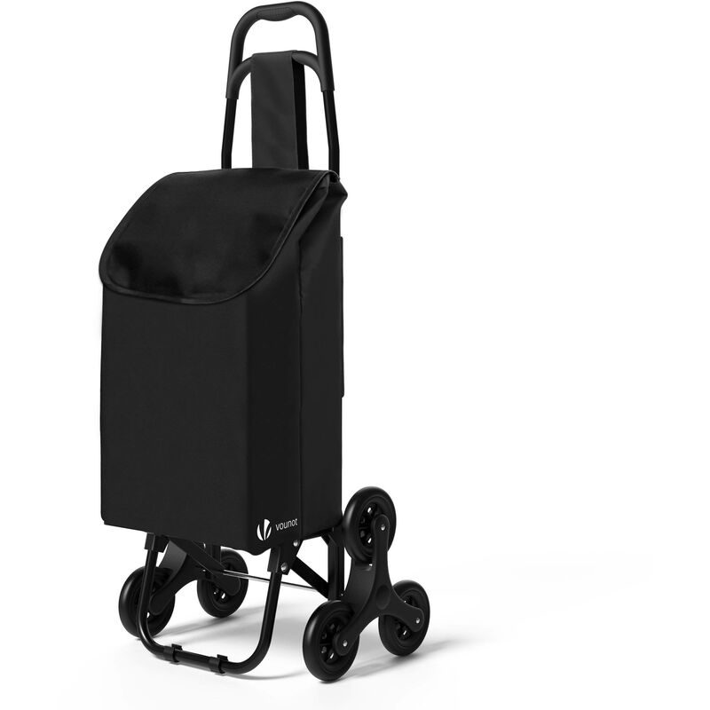 VOUNOT® Einkaufstrolley Klappbar mit 6 Räder, Treppensteiger 32L, Schwarz