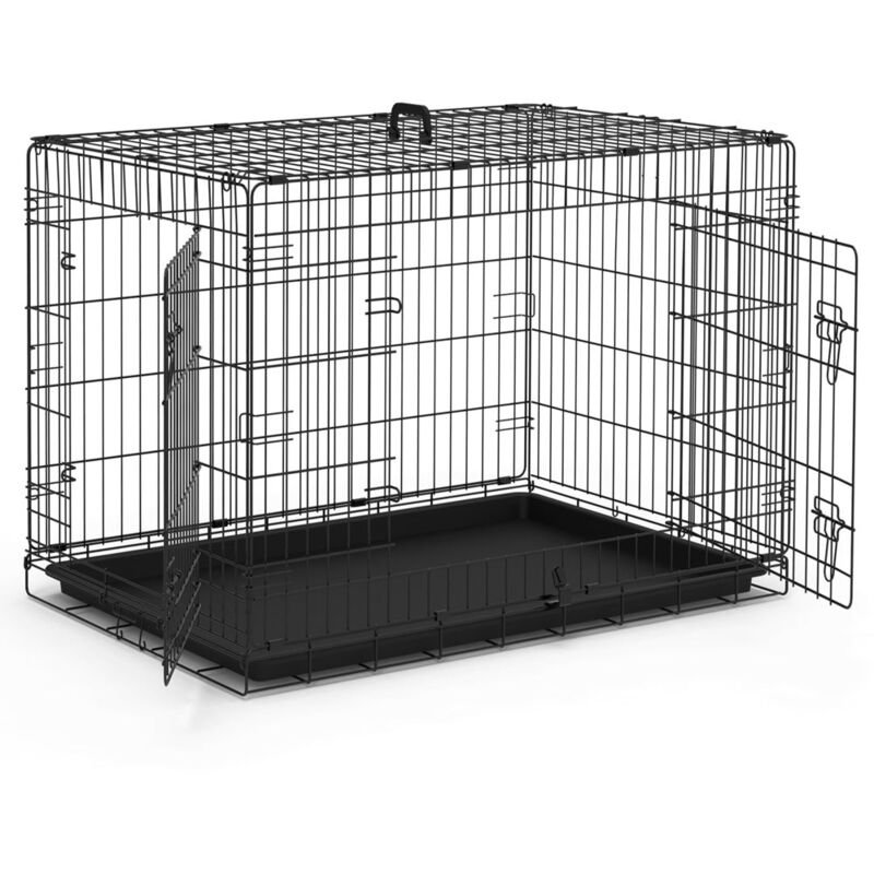 Hundekäfig Klappbar, Hundebox Auto mit Bodenschale, 92x58x64cm l - Vounot