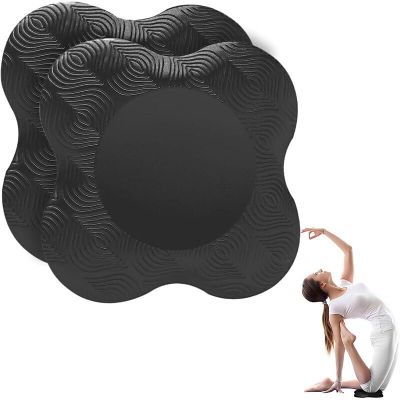 Vtizikl 2 Pièces Yoga Genouillère, Tapis de Yoga Antidérapants Résistant à l'usure Protège Les Genoux, Les Mains, Les Poignets et Les Coudes Noir-Fei