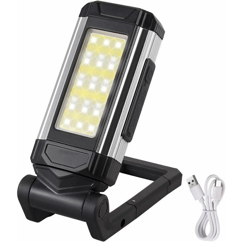 Vtizikl Lampe de Travail Led IPX6 Étanche, Lampe Portable Led Rechargeable XPE COB Lampe de Camping Avec Fonction de Charge Avec Base Magnétique et